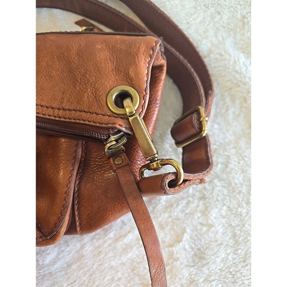 Fossil Brown Genuine‎ Leather Satchel Crossbody Messenger Tote Bag Purse - Picture 13 of 16